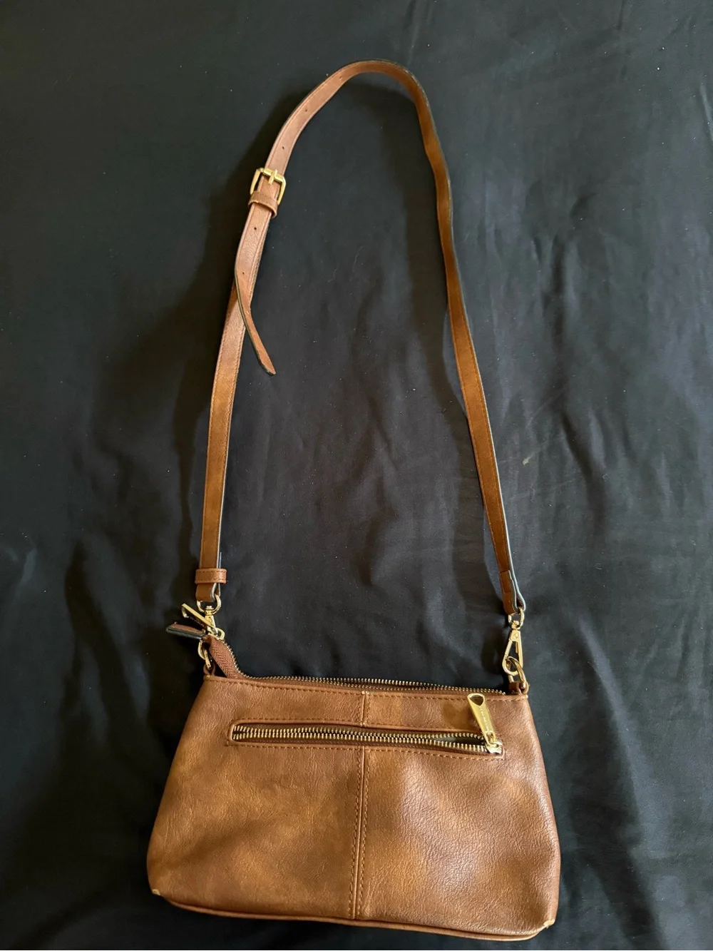 Brown Leather Crossbody Bag with Gold Hardware